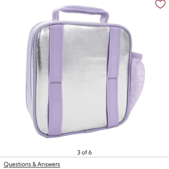 Pottery Barn Kids Mackenzie Silver Metallic Hearts Lunch Box - Picture 2 of 7